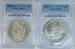 2 Flashy Prooflike 1904-O Morgan Silver Dollars. PCGS MS63