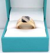 10kt Yellow gold black onyx and diamond accent ring