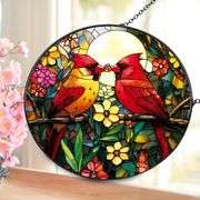 Red Bird Cardinal Stained Glass Suncatcher