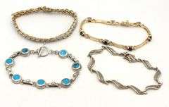 Group lot of 4 Vintage 925 sterling silver bracelets