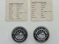 Lot Of 2 Silver Republic Of Libera Coins