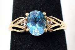 Lavish Topaz and Diamond Ring in 10K Yellow Gold