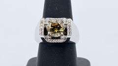 Men's Huge Sparkling 3.45 Ct Fire Moissanite Ring