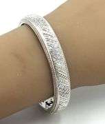 925 Sterling silver Judith Ripka rope hinged CZ cuff bangle
