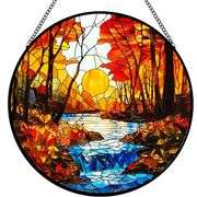 Tree and River Sunset Suncatcher