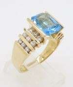 Blue Topaz & Diamond Ring in 14k Yellow Gold