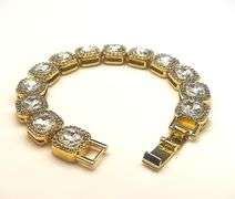 Sparkling 14 Kt Yellow Gold Plated 40 Ctw Simulated Diamond Bracelet