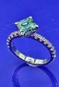 2.Ct VVs1 Rare Russian Color Change Lab Created Alexandrite Asscher Cut Ring