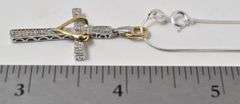 Diamond Cross Pendant Necklace in Sterling Silver with 14K Yellow Gold Plating