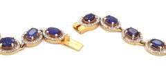 Darling 18.65 Oval Shaped Emerald-Cut Blue Sapphire & 4.07CTW Diamonds Necklace in 14K Yellow Gold O
