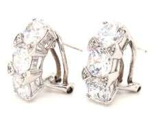 925 Sterling silver CZ half hoop with omega backs