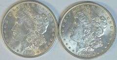 Better Choice BU 'P' Mint Morgan Silver Dollars from 1890 and 1897.