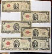 1928 F 5 1928 G Red Seal US Notes