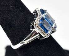 Blue Topaz and CZ Gemstone Ring in Sterling Silver