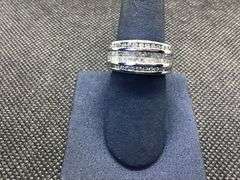BEAUTIFUL 14K WHITE GOLD PRINCESS CUT DIAMONDS WEDDING BAND