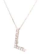 10kt White gold diamond Initial L pendant on chain