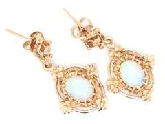 14kt Yellow gold opal dangle earrings