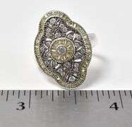 Yellowish Gemstone and CZ Gemstone Ring in Sterling Silver