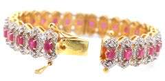 Enamoring 10.58CTW Oval Shaped Emerald-Cut Rubies & 5.04CTW Diamond Bangle Bracelet on  14kt Yellow 