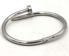 Stainless steel nail cuff bangle