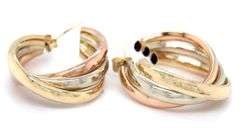 14kt tri color gold hoops