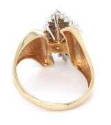 14kt Yellow gold diamond cluster marquise ring