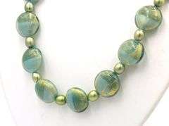 Satin glass bead and pearl necklace