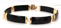 14kt Yellow gold Faceted black onyx link bracelet