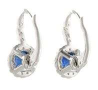 1.96ctw Sapphire and 0.54ctw Diamond Halo Lever Back Earrings in 18K