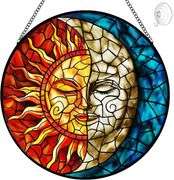 Handmade Stained Glass Sun & Moon Suncatcher