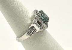 Dazzling 14 Kt White Gold Plate  3.65 Ct Deep Emerald Green  Fire Moissanite Ring