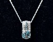 Lovely Blue Topaz Pendant Necklace in 10K Yellow Gold