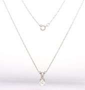 14kt White gold 0.25ct diamond solitaire pendant on chain