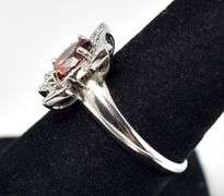 Red Garnet and CZ Gemstone Ring in Sterling Silver