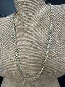 Italian Sterling Silver 925 Fancy Two Tone Diamond Cut Box Chain 16" Necklace 24k Gold Plating