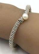 Lagos double diamond X and pearl bracelet in 925 sterling silver