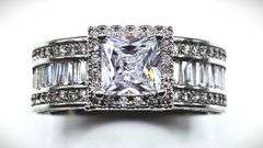 Sparkling 14 Kt White Gold Plate 2.15 Ct Princess Cut Simulated Diamond Ring