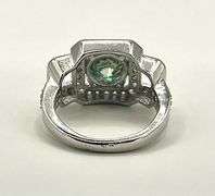 14 K White Gold Plate Dazzling 3.65 Ct Paraiba Green  Fire Moissanite Ring