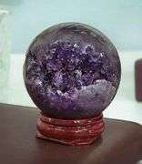 Amethyst Geode Crystal Ball with Wooden Stand