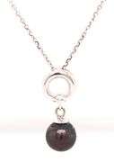 14kt White gold Iridesse pearl diamond pendant on chain
