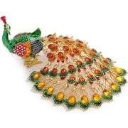 Hand-Painted Peacock Rhinestones Trinket Box