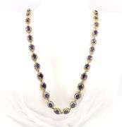 Darling 18.65 Oval Shaped Emerald-Cut Blue Sapphire & 4.07CTW Diamonds Necklace in 14K Yellow Gold O