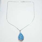 Natural Aquamarine & Diamond Pendant Necklace