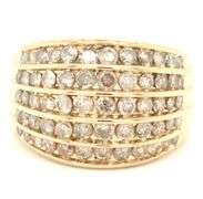 14kt Yellow gold 2ctw 5 row diamond wide band