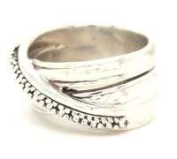 Michael Dawkins bead cross over ring in 925 sterling silver