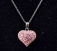 Pink CZ Gemstone Heart Pendant Necklace in Sterling Silver