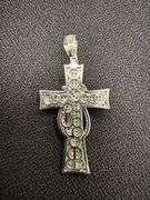 Rhodium Plated 925 Sterling Silver CZ Ribbon Cross Pendant