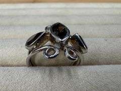 Sterling Silver Smoky Quartz Gemstone Ring Size 8