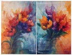 AP Abstract flowers Giclee Set of 2