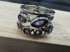 Sterling Silver Amethyst Gemstone Ring Size 10
